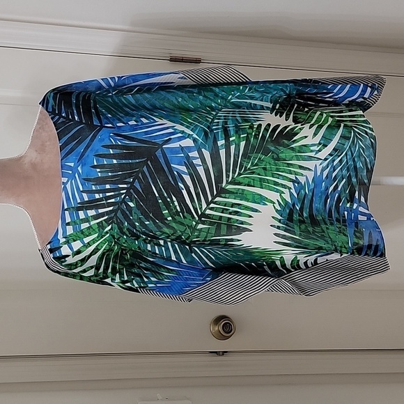 Calvin Klein Size Unknown Tropical Leave Caftan / Poncho Blouse / Swimsuit Cover - Picture 1 of 11